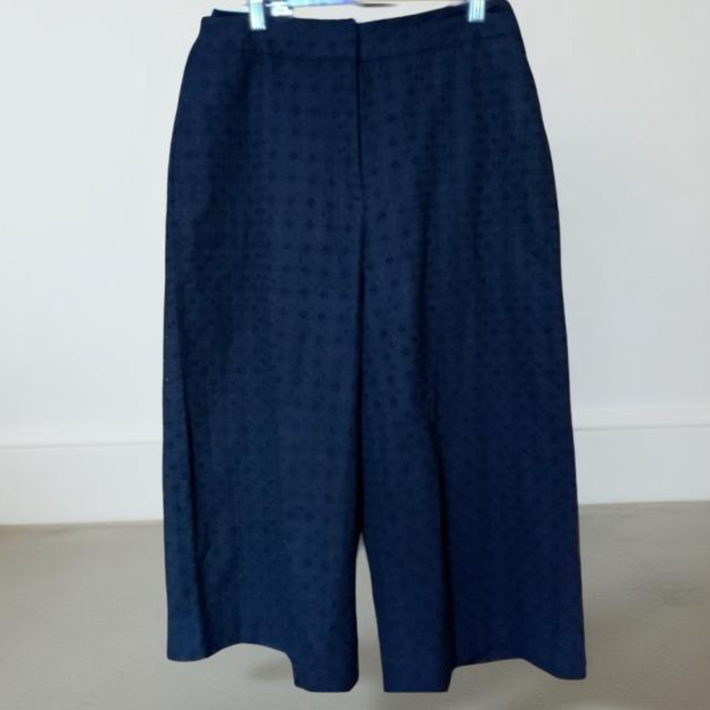 NWT DIALOGUE Black fully LACE SZ 8 extra wide leg, cropped pants,100%cotton